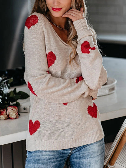 Suéter de punto con cuello en V para el día de San Valentín