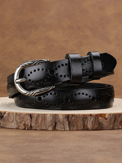 Cinturón de cuero sintético hueco de moda para mujer