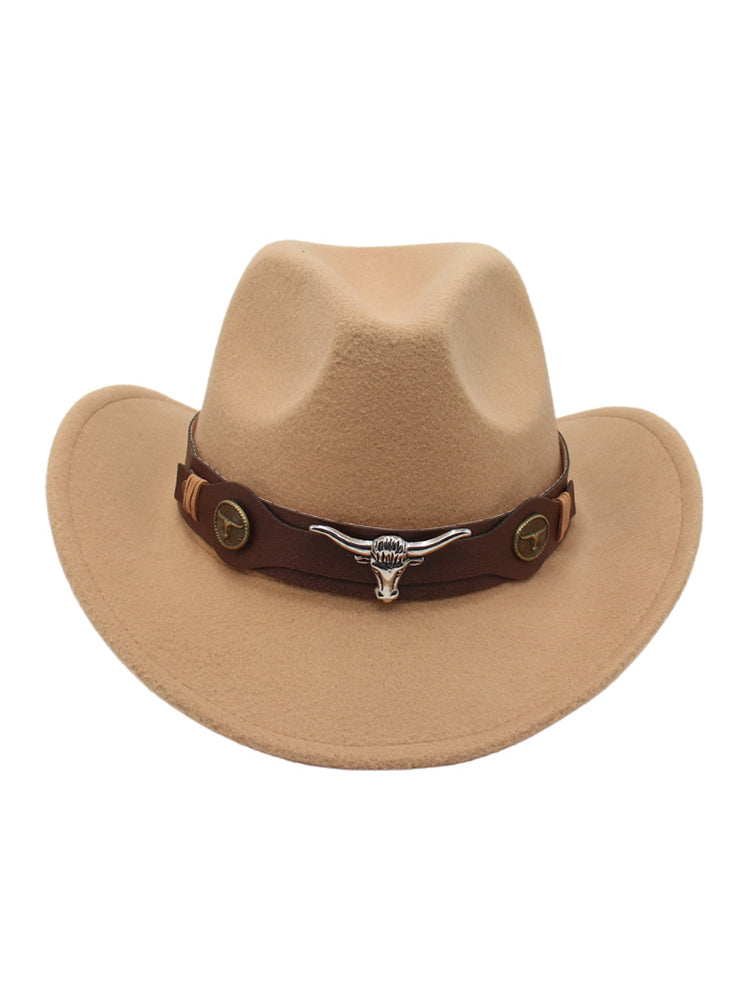 Sombrero vaquero decorativo con cabeza de toro occidental para vaquero y vaquera