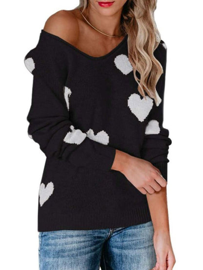 Suéter de punto con cuello en V para el día de San Valentín