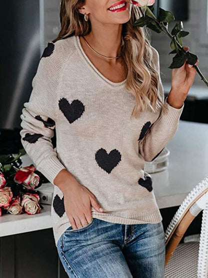 Suéter de punto con cuello en V para el día de San Valentín