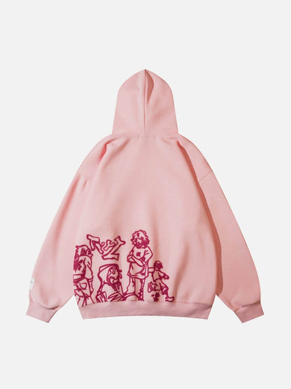 Sudadera con capucha y estampado de personaje de línea de dibujos animados