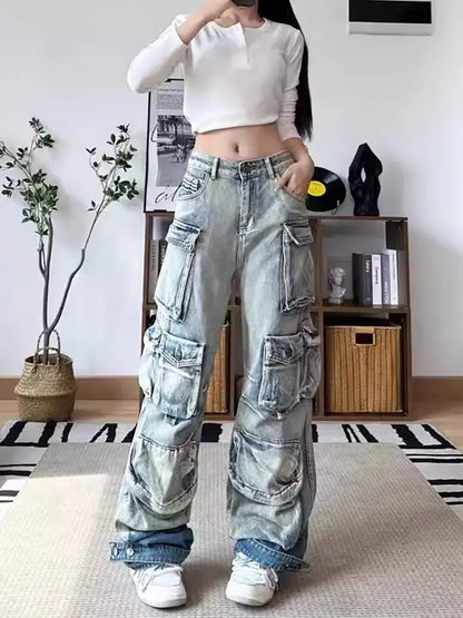 Jeans Paracaidistas Cargo Gradiente