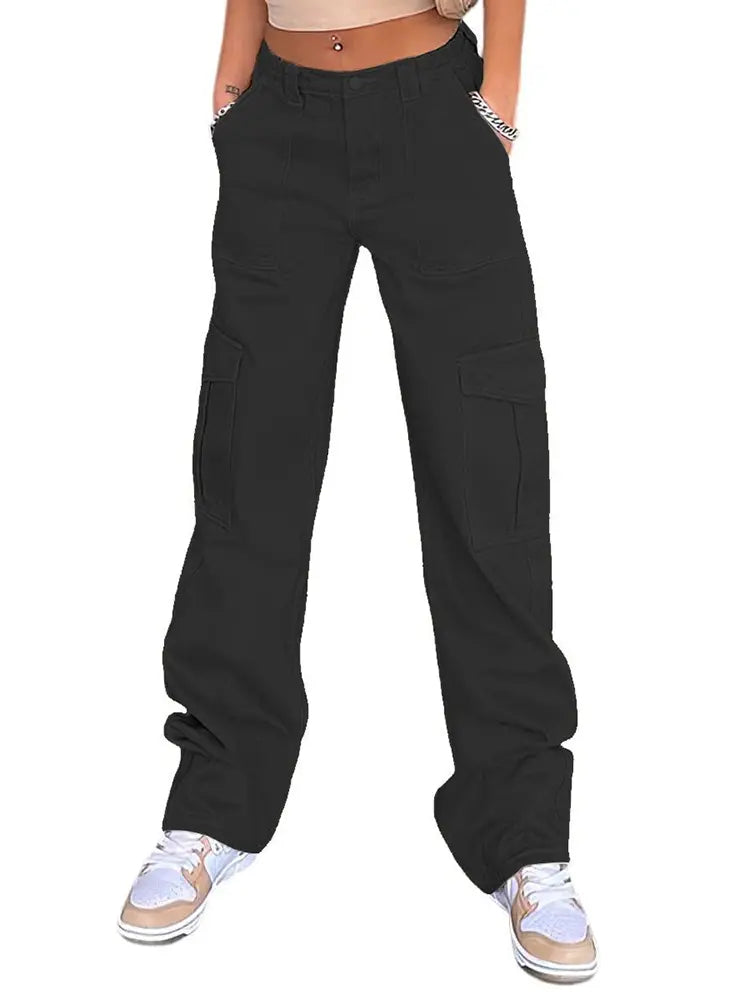 Pantalones cargo ajustados de cintura alta