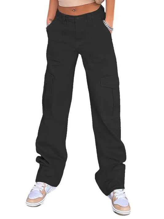 Pantalones cargo ajustados de cintura alta