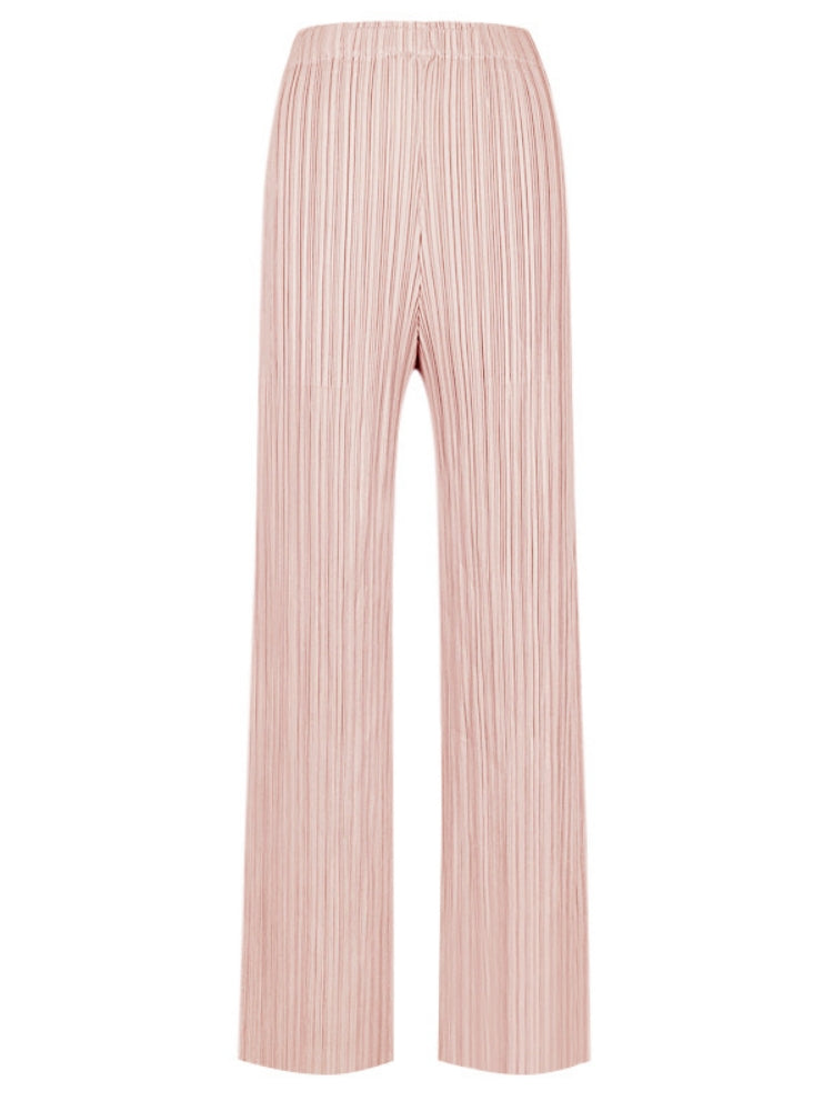 Pantalones plisados casuales de pierna ancha para mujer