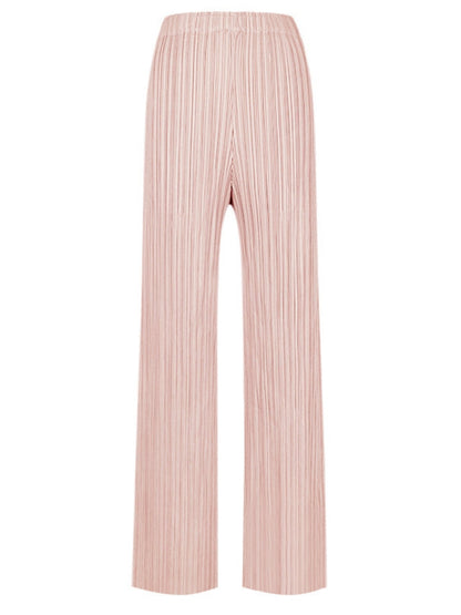 Pantalones plisados casuales de pierna ancha para mujer