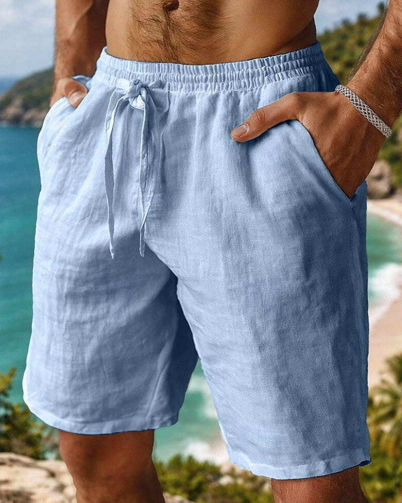 Shorts casuales de algodón 100% – look de playa con estampado de cinco puntos.
