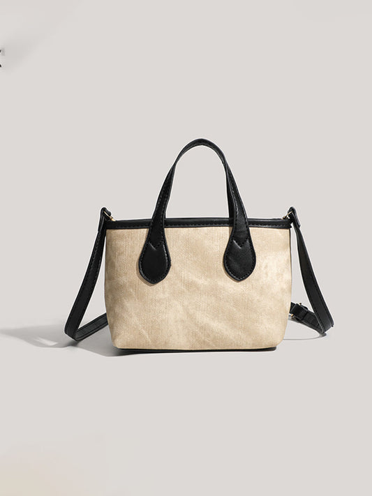 Bolso de mano oblicuo para mujer retro de otoño e invierno Bolso tipo cubo de PU