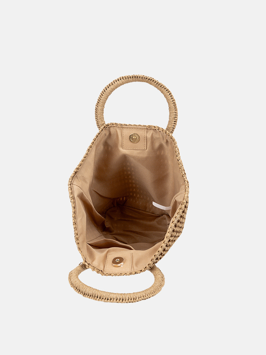 Bolso de hombro para mujer color blanco roto bolso de mano de paja gran capacidad bolso tejido