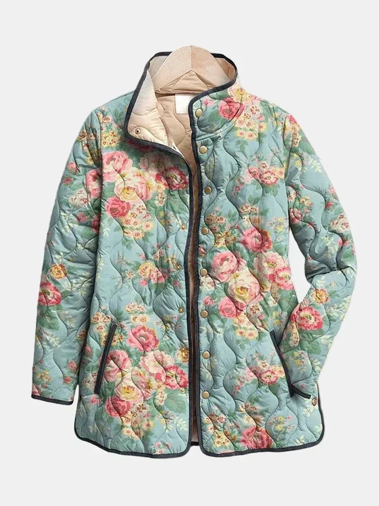 Chaqueta Acolchada Rosas Celadón