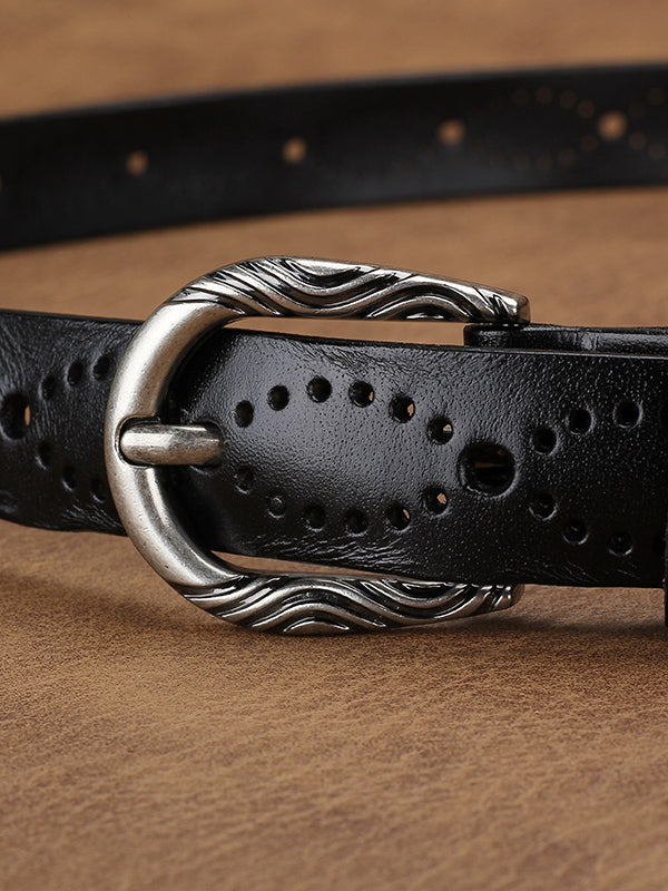 Cinturón de cuero sintético hueco de moda para mujer