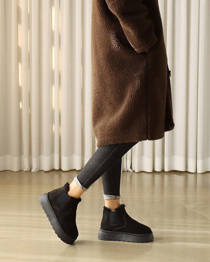 Botas de nieve de color uniforme con suela gruesa y robusta – calor, tracción y estilo en la nieve