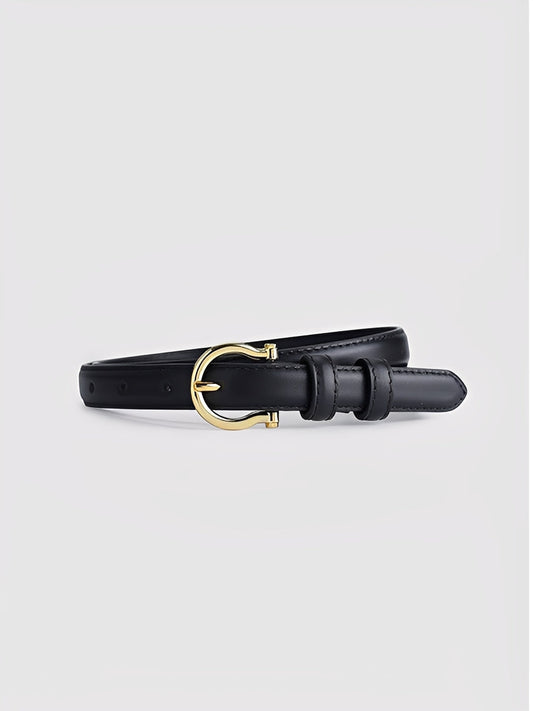 Cinturón de caballo falso de cuero sofisticado vintage para mujer