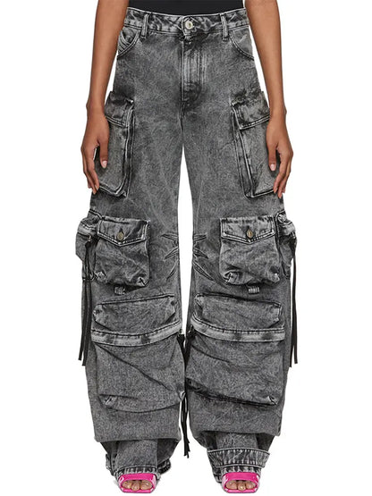Pantalones cargo de mezclilla estilo urbano