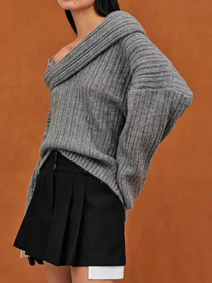 Jersey extragrande de punto con rollo alto
