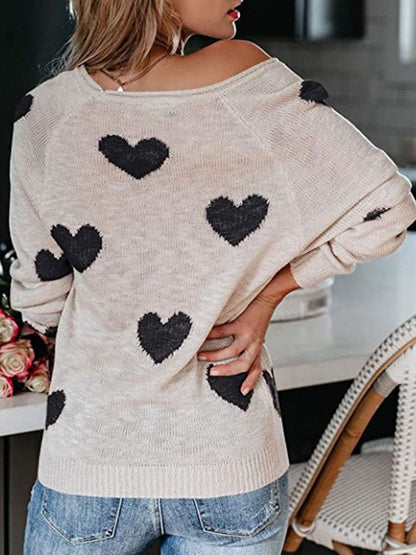 Suéter de punto con cuello en V para el día de San Valentín