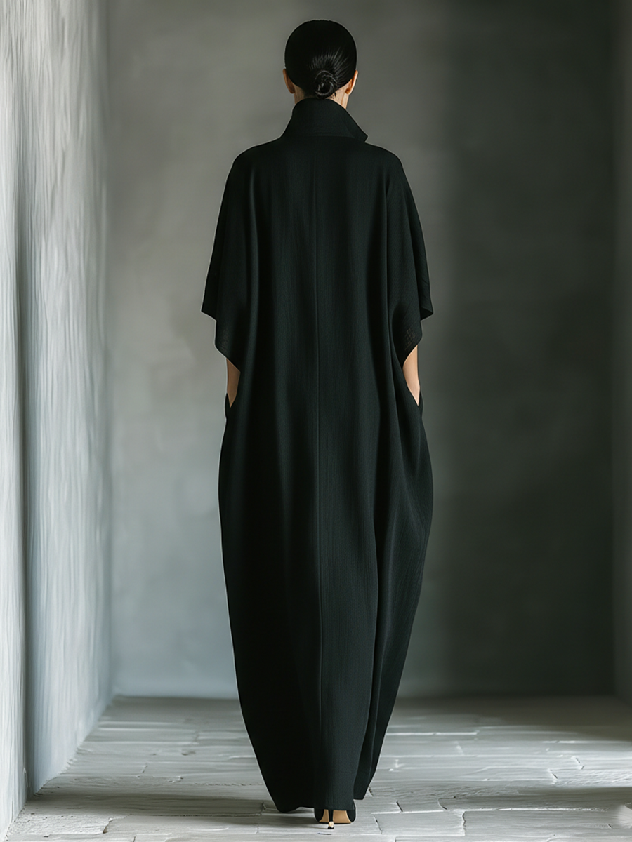 Vestido largo kimono de mezcla de algodón