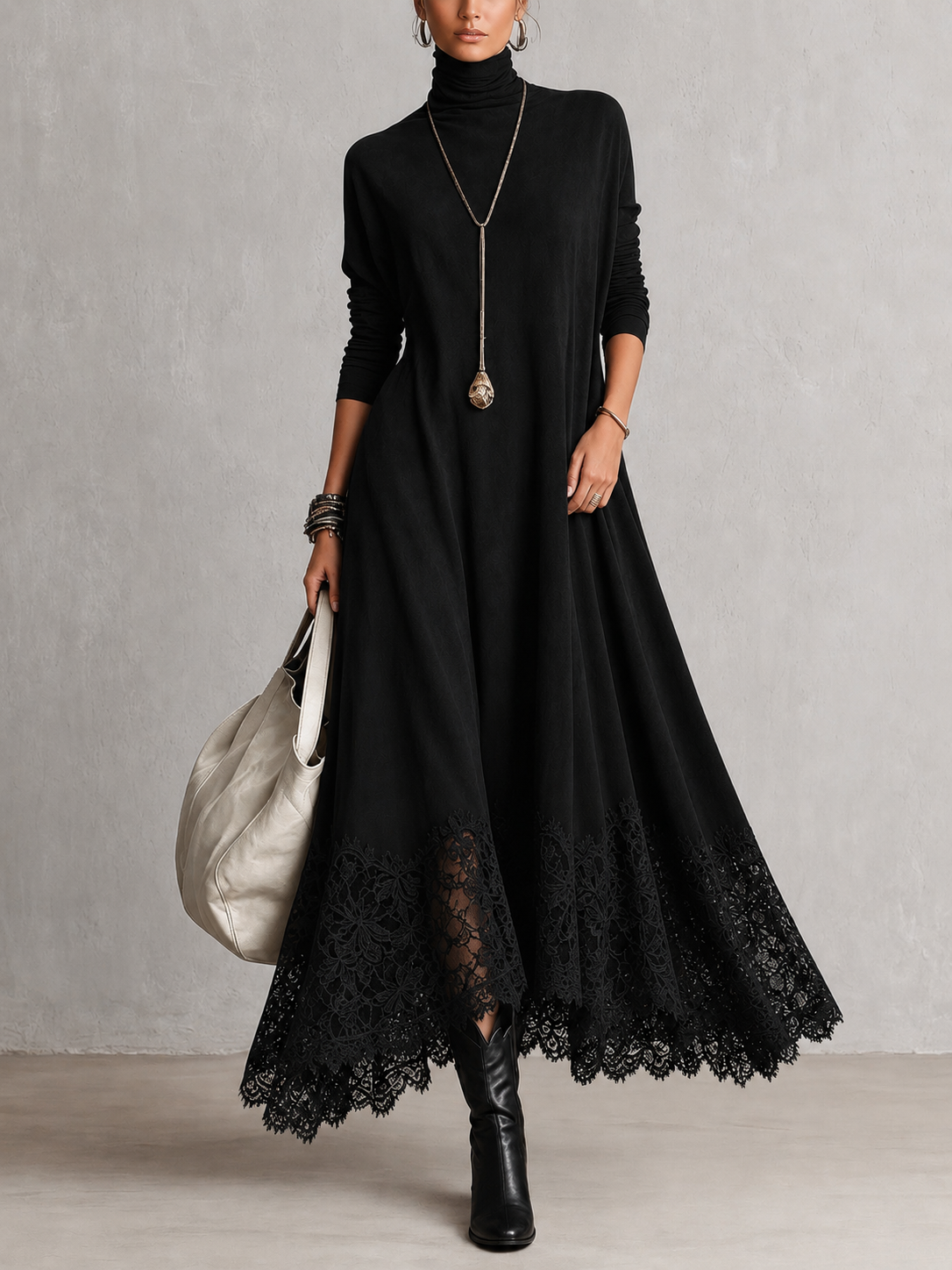 Antonella | Vestido largo vintage efecto ante
