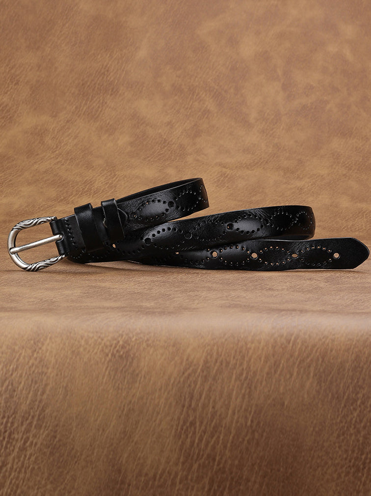 Cinturón de cuero sintético hueco de moda para mujer