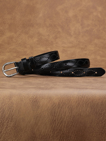 Cinturón de cuero sintético hueco de moda para mujer