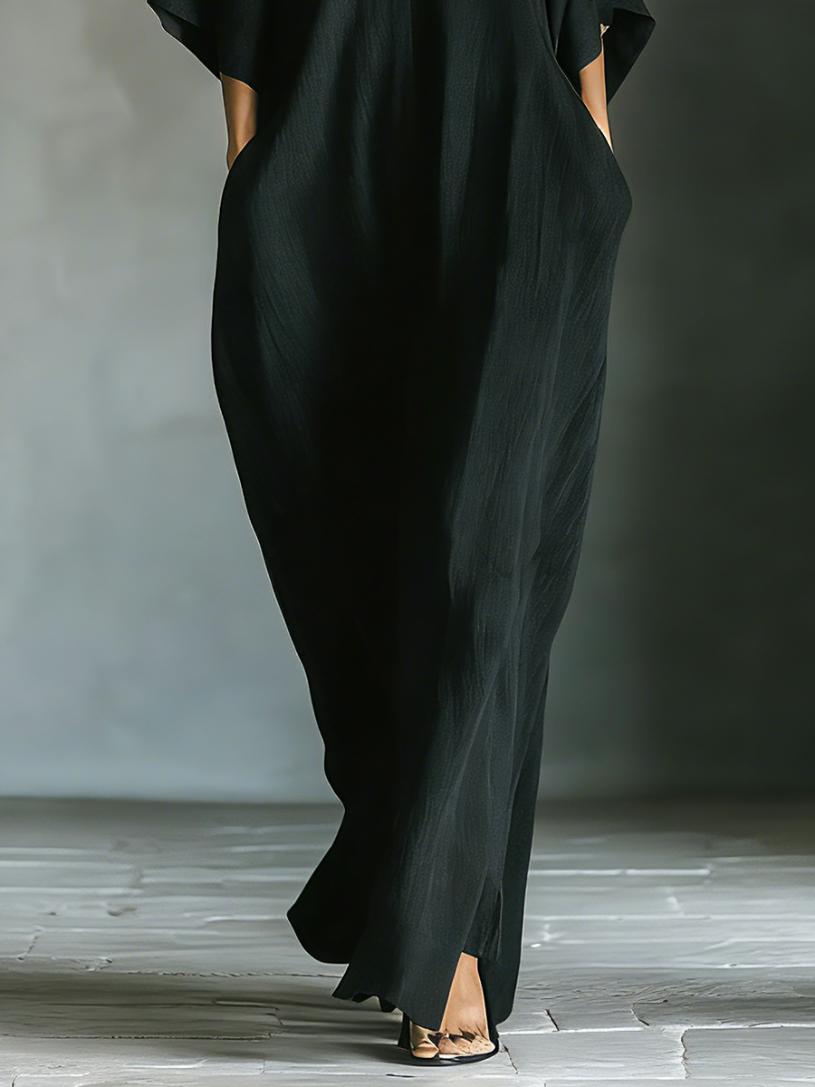 Vestido largo kimono de mezcla de algodón