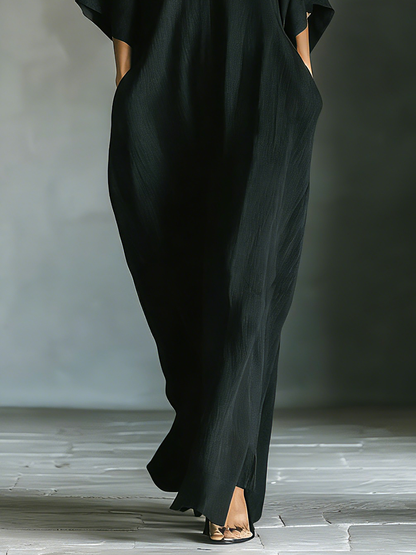 Vestido largo kimono de mezcla de algodón