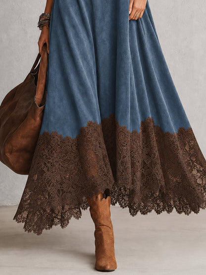 Antonella | Vestido largo vintage efecto ante