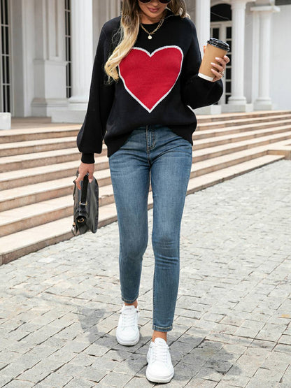 Suéter tipo jersey de punto con forma de corazón