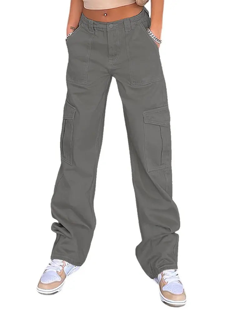Pantalones cargo ajustados de cintura alta