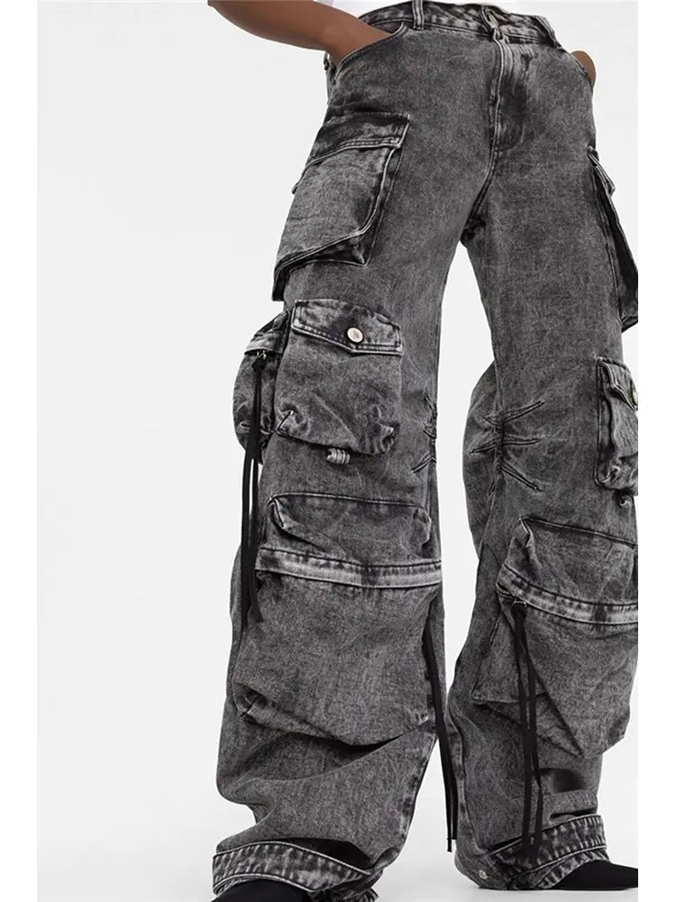 Pantalones cargo de mezclilla estilo urbano