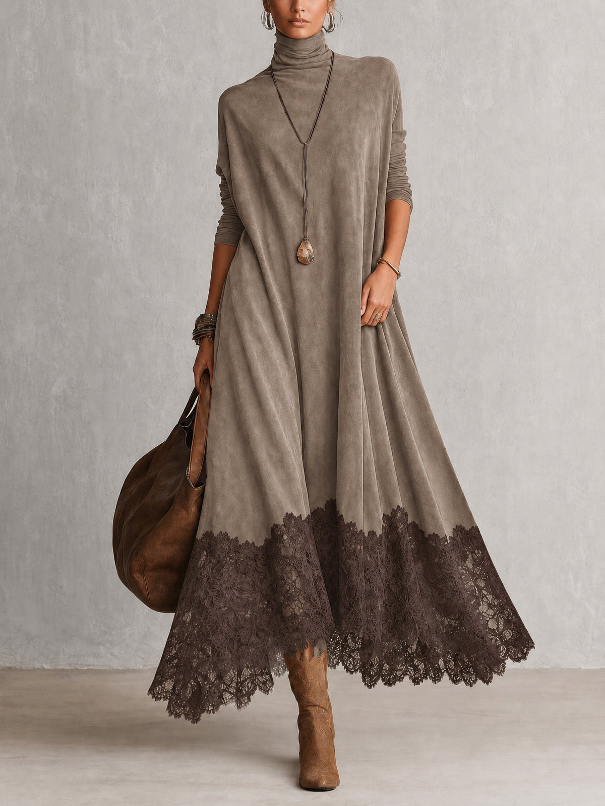 Antonella | Vestido largo vintage efecto ante