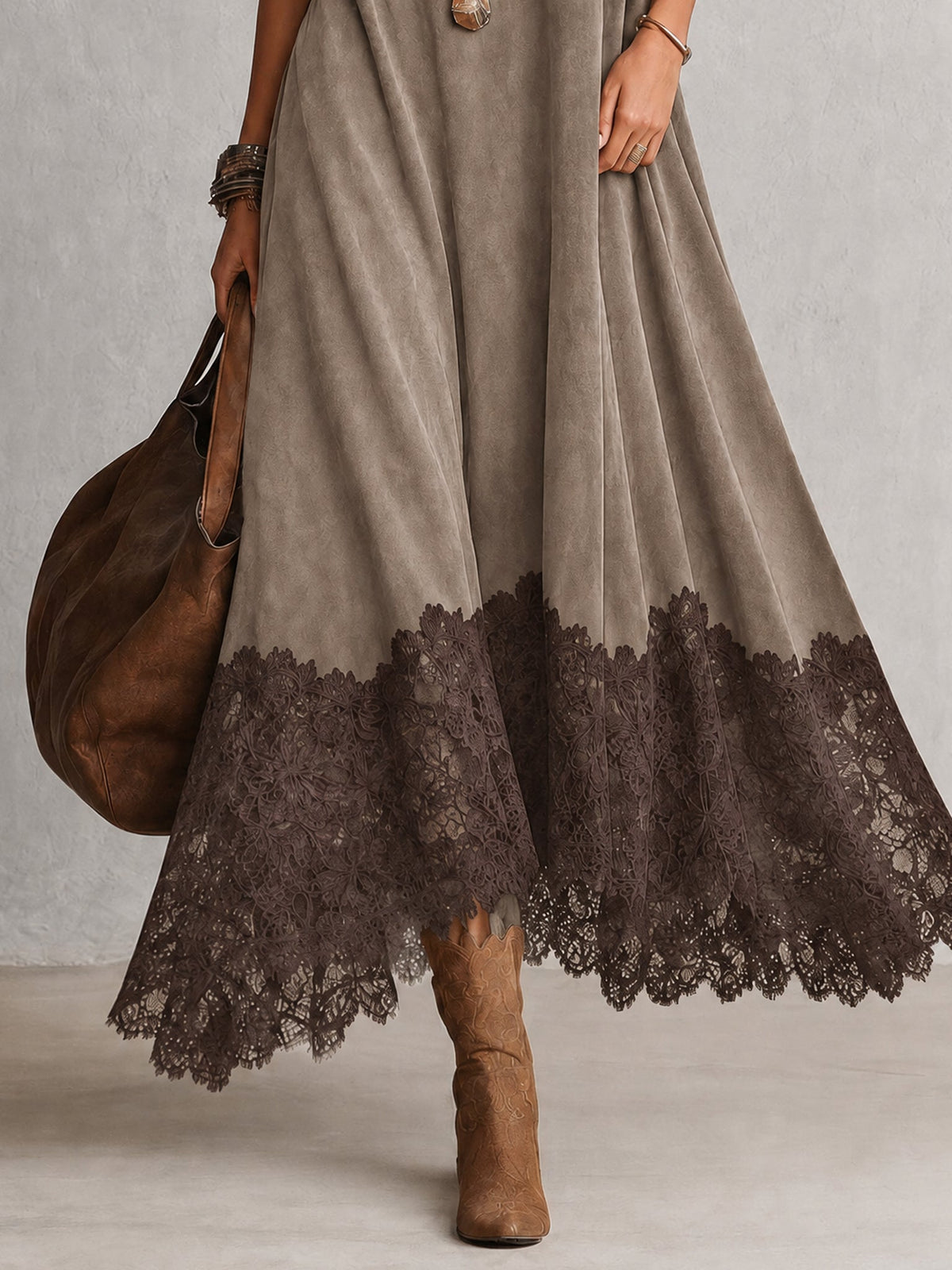 Antonella | Vestido largo vintage efecto ante