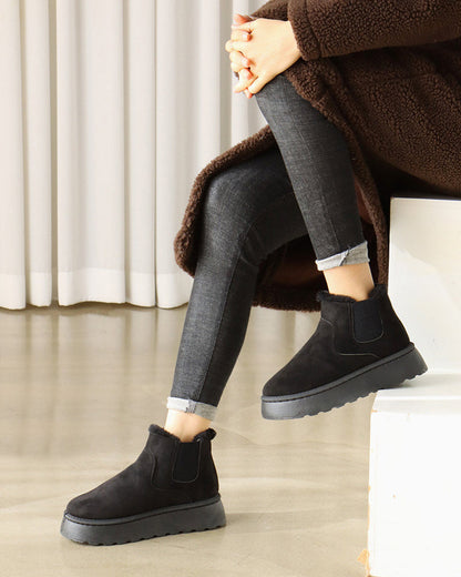 Botas de nieve de color uniforme con suela gruesa y robusta – calor, tracción y estilo en la nieve