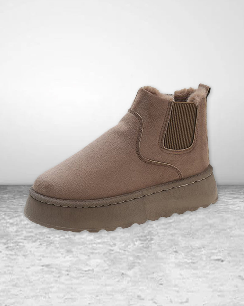 Botas de nieve de color uniforme con suela gruesa y robusta – calor, tracción y estilo en la nieve