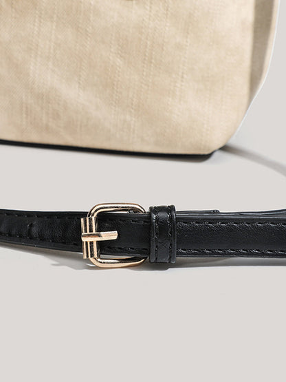 Bolso de mano oblicuo para mujer retro de otoño e invierno Bolso tipo cubo de PU