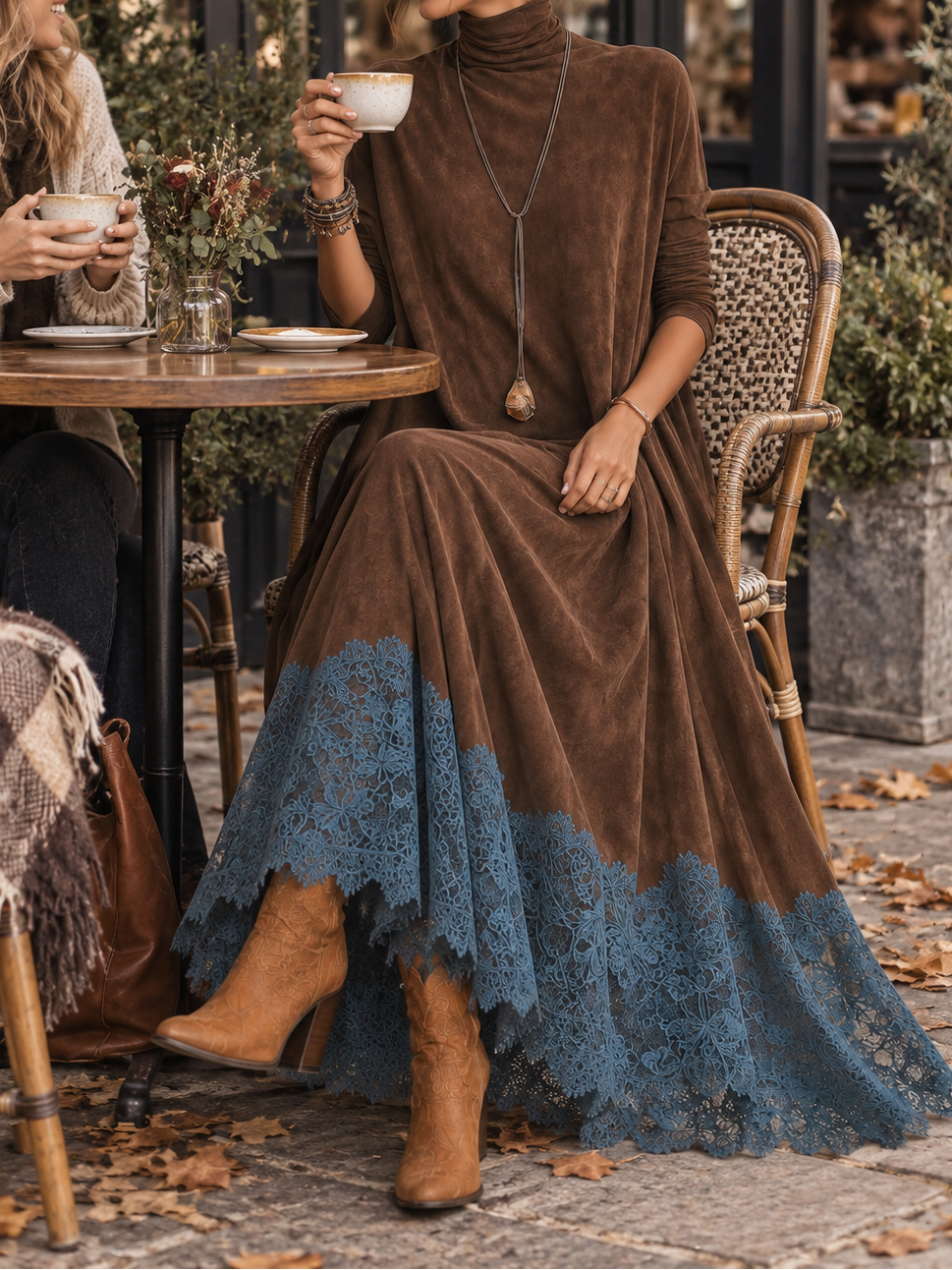 Antonella | Vestido largo vintage efecto ante