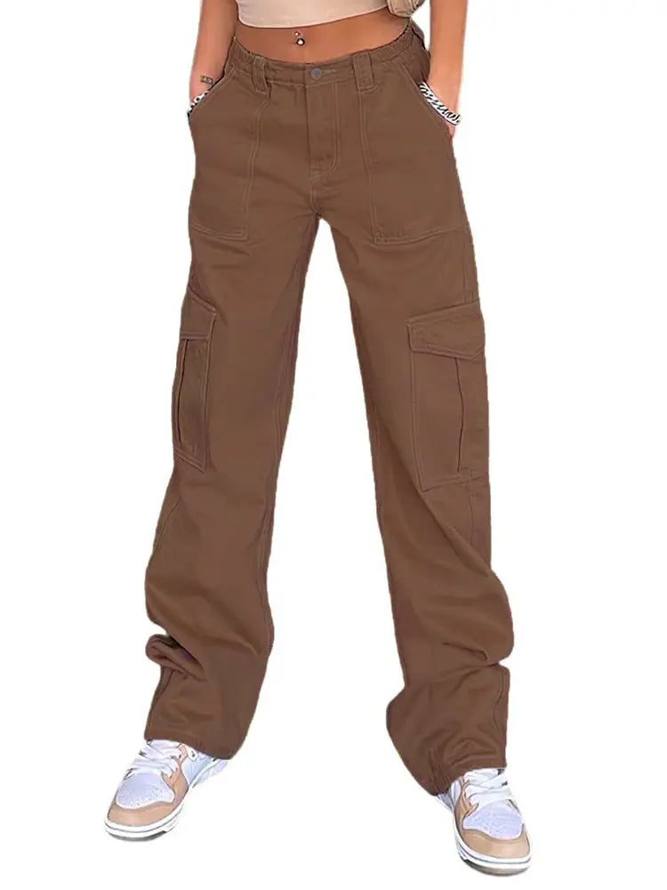 Pantalones cargo ajustados de cintura alta