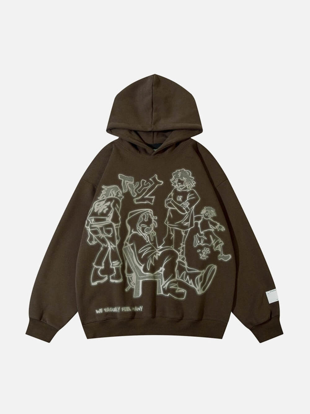 Sudadera con capucha y estampado de personaje de línea de dibujos animados