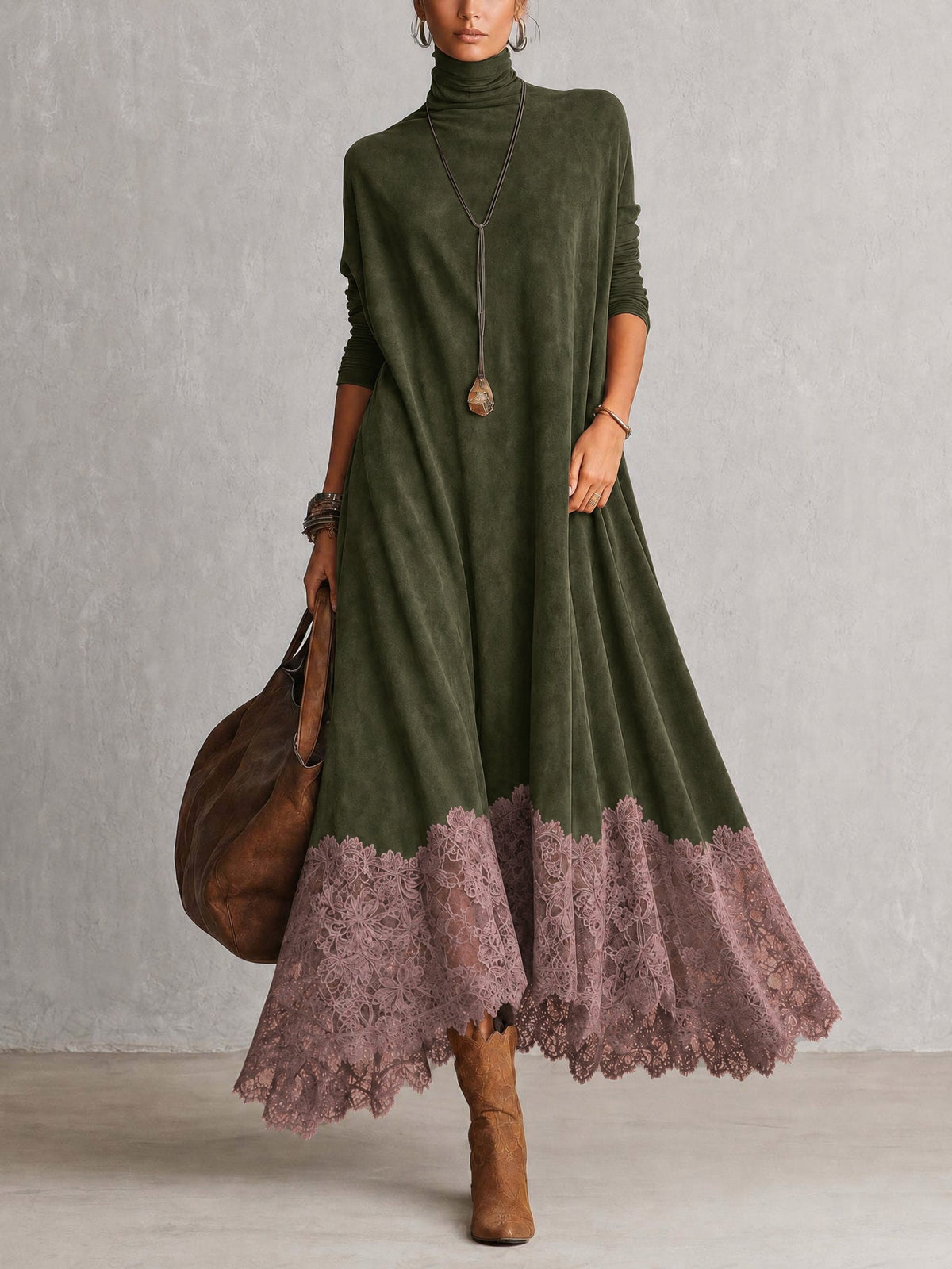 Antonella | Vestido largo vintage efecto ante