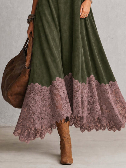 Antonella | Vestido largo vintage efecto ante