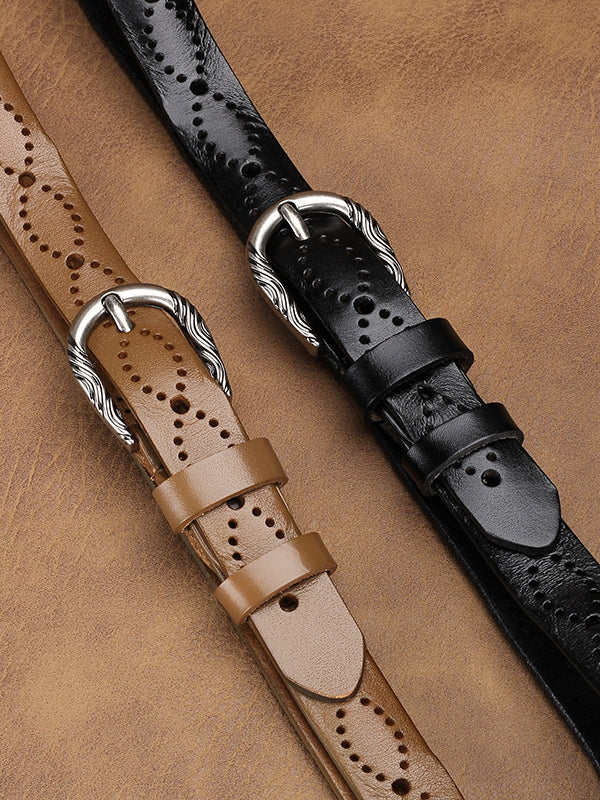Cinturón de cuero sintético hueco de moda para mujer