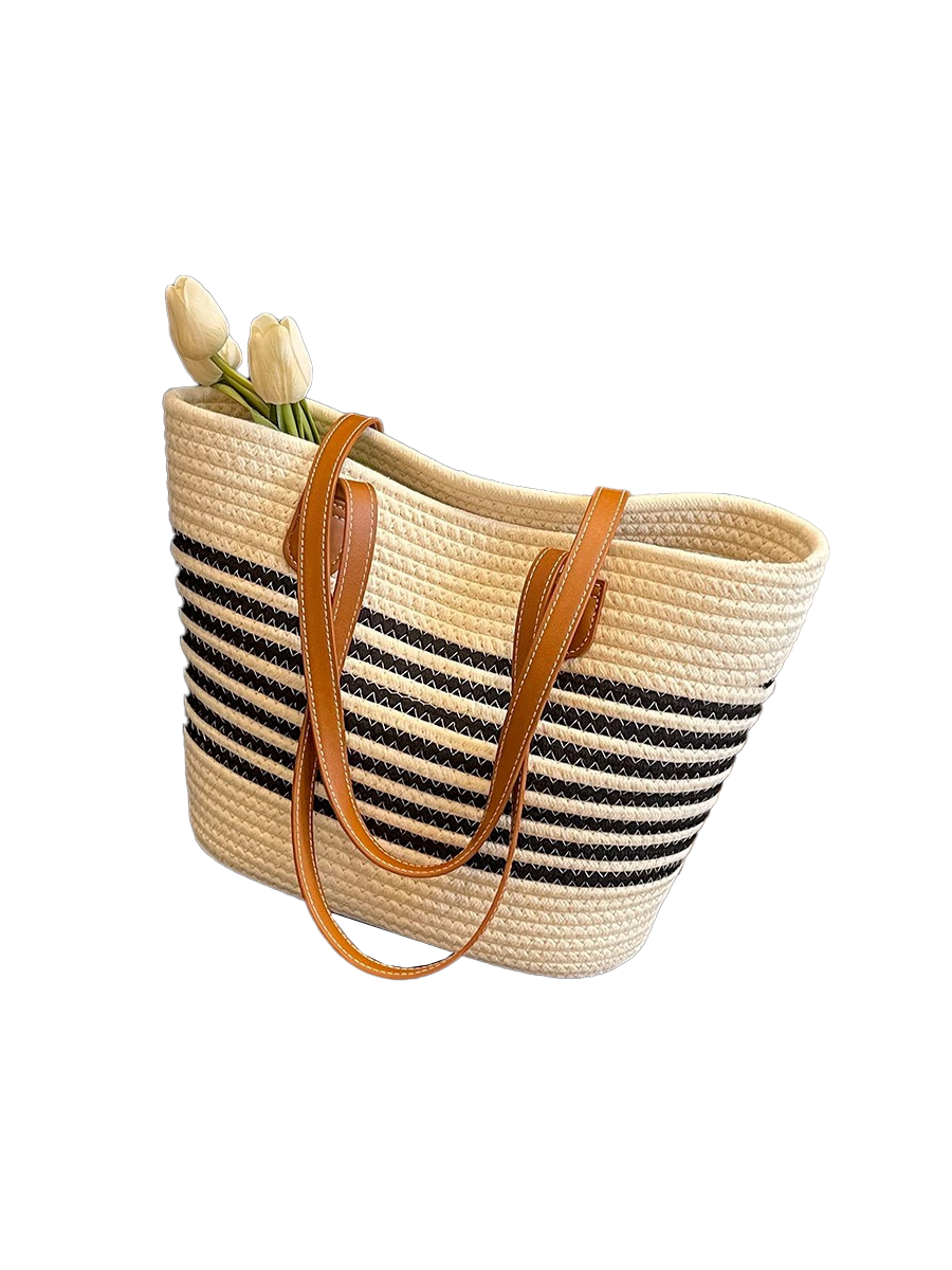 Bolsa tejida de paja versátil de un solo hombro de gran capacidad para vacaciones en la playa junto al mar