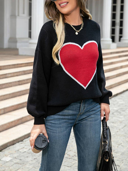 Suéter tipo jersey de punto con forma de corazón