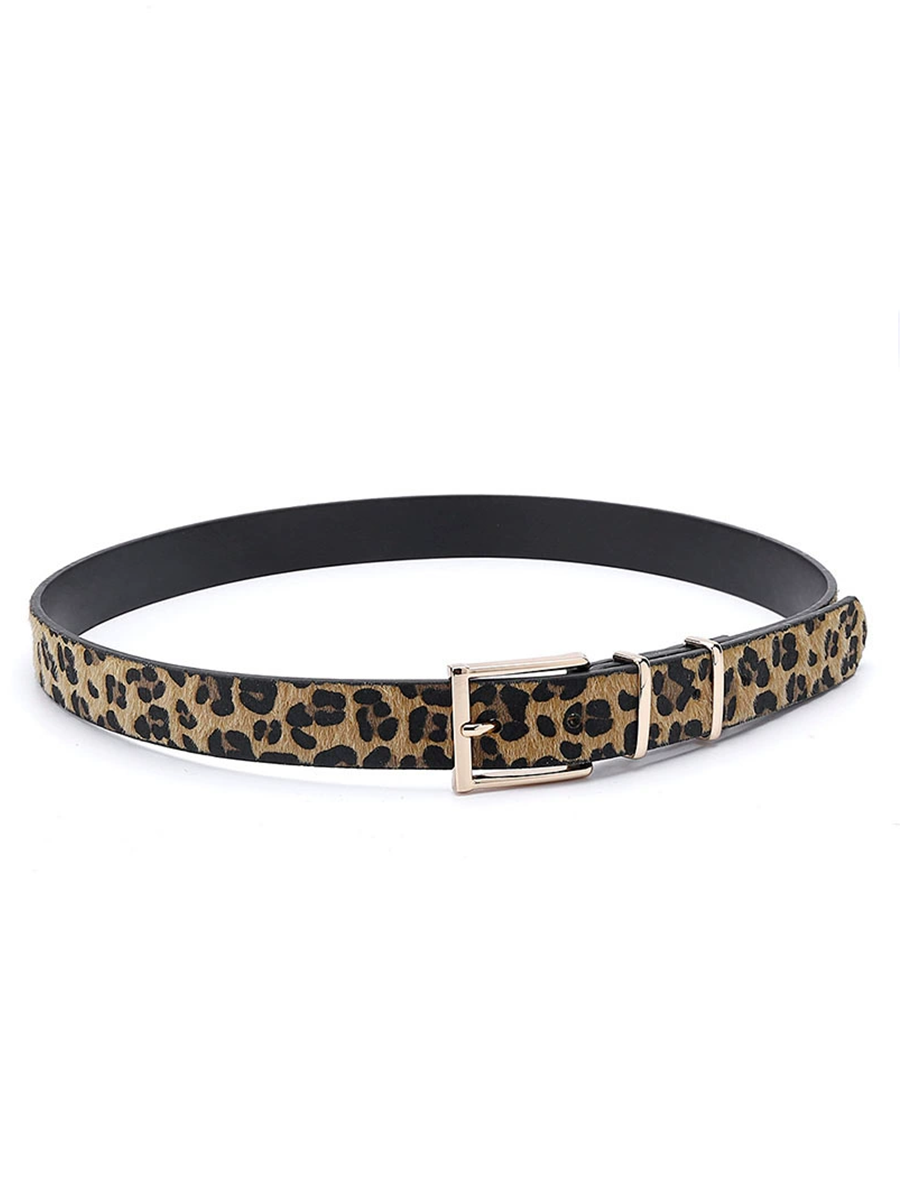 Cinturón creativo para mujer de pelo de poni con estampado de leopardo