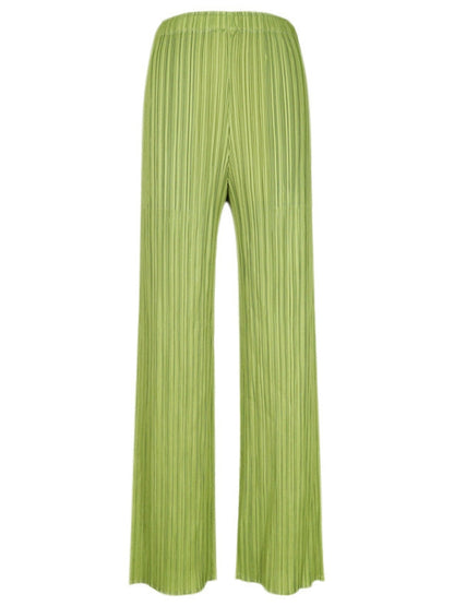 Pantalones plisados casuales de pierna ancha para mujer
