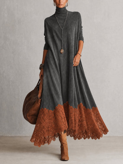 Antonella | Vestido largo vintage efecto ante