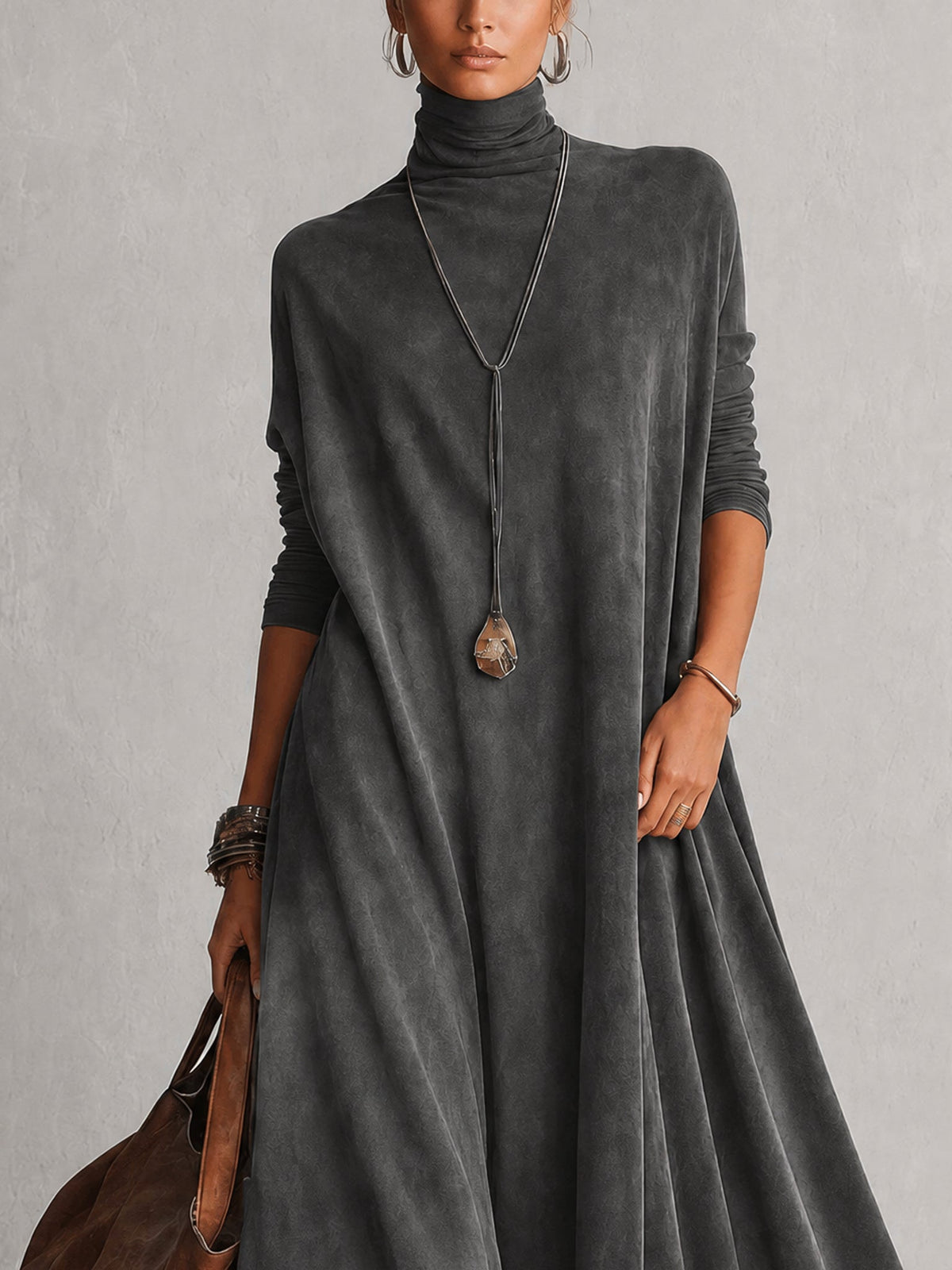 Antonella | Vestido largo vintage efecto ante