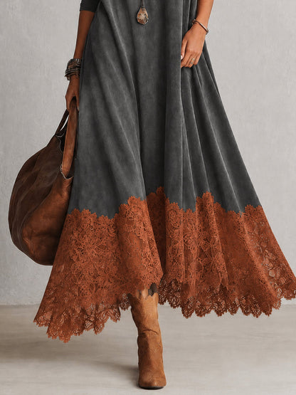 Antonella | Vestido largo vintage efecto ante