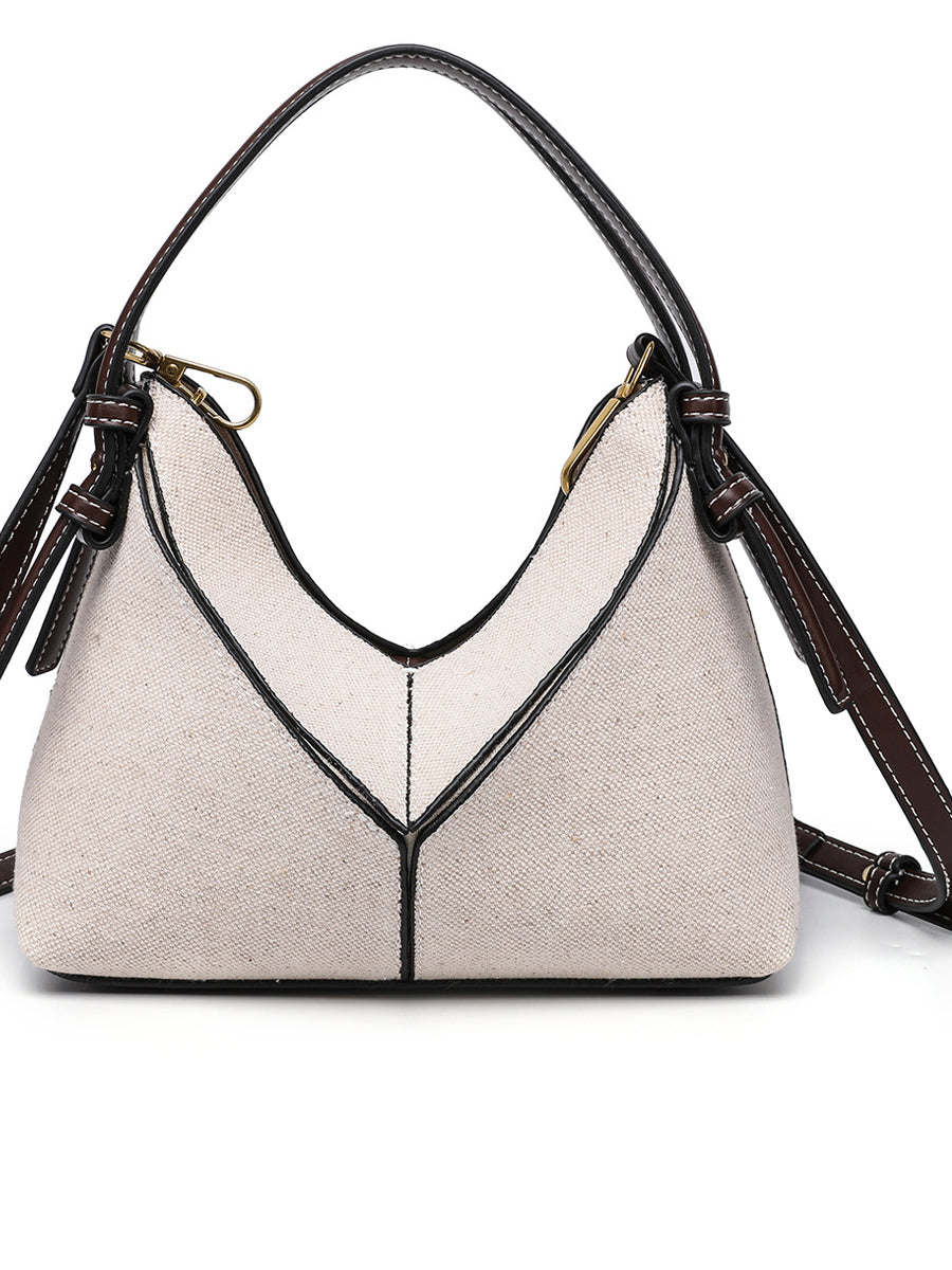 Cartera de lona cruzada para mujer con cremallera dorada